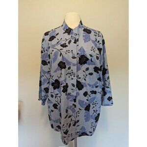Norm Thompson Womens Floral Lightweight Button-Up Shirt 2X Linen Blend